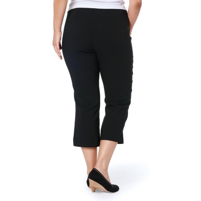 Women's Plus Size Bengaline Cropped Stretch Pants Black 16 640914 10