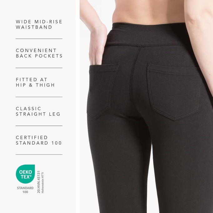 Women's Ecofabric Straight Leg Yoga Pant with Back Pockets