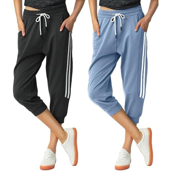 Capri Sweatpants for Women Casual Capri Pants Capri Joggers Sports Pants Cropped Joggers with Pockets