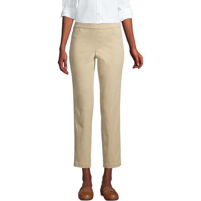 Women's Mid Rise Pull On Chino Crop Pants