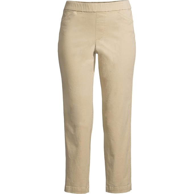 Women's Mid Rise Pull On Chino Crop Pants