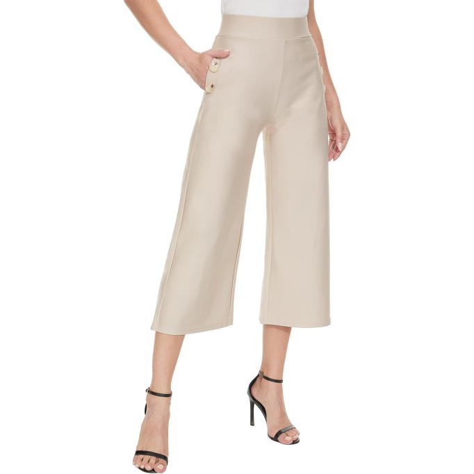  Black Wide Leg Pants for Women Business Casual Dress Pants Stretch High Waist Crop Capris Culotte