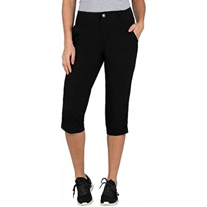 Women's Stretch Capri Pant (X-Large, BlacK)