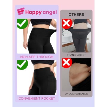 Plus Size Leggings with Pockets for Women, High Waisted Black Yoga Workout Leggings 3X 4X