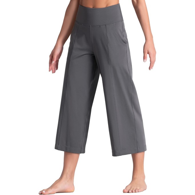 Women's Wide Leg Palazzo Lounge Pants Yoga Capris Culottes with Pockets Tummy Control Loose Pants for Workout