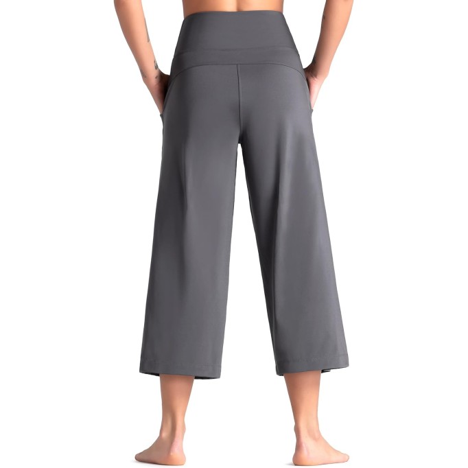 Women's Wide Leg Palazzo Lounge Pants Yoga Capris Culottes with Pockets Tummy Control Loose Pants for Workout