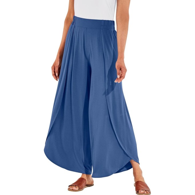  UPF 50+ Women's Lynsu Wide Leg Pants - Sun Protective (2X- Contemporary Blue)