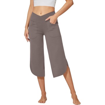 Pants for Women Wide Leg Yoga Pants Flowy Loose Dance Casual Cropped Pants with Pockets 21"/29"