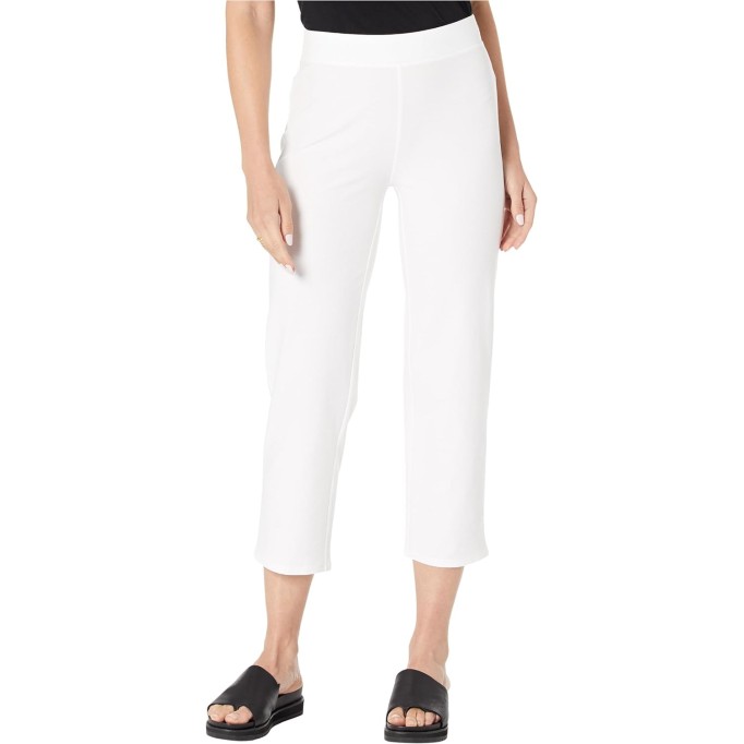 Eileen Fisher Petite Straight Cropped Pants with Yoke White PP (2P-4P)