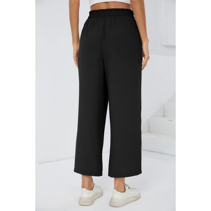 Womens Wide Leg Lounge Pants High Waisted Drawstring Casual Loose Palazzo Trousers with Pockets