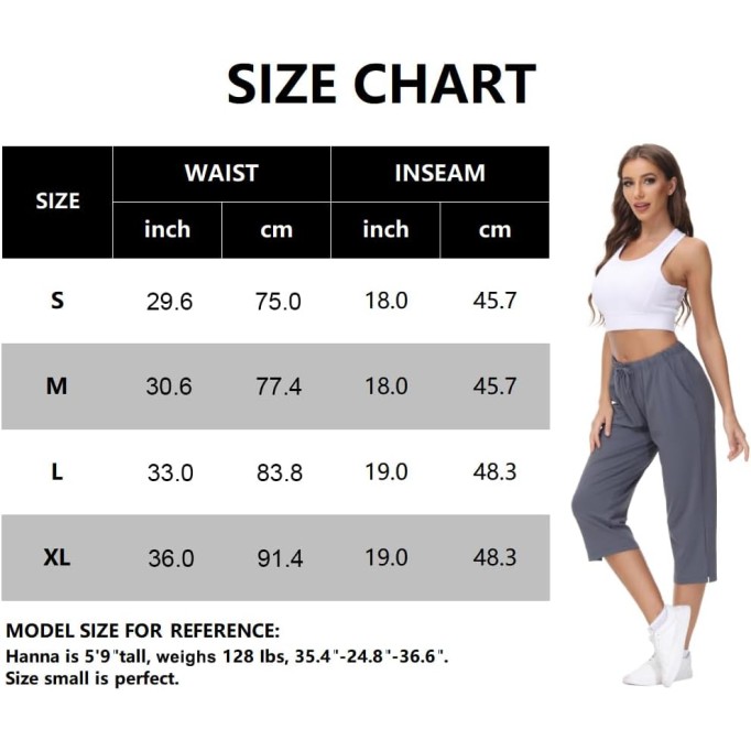 Womens Capris Yoga Pants Pull On Stretch Comfy Lightweight Summer Wide Leg Workout Crop with Pockets