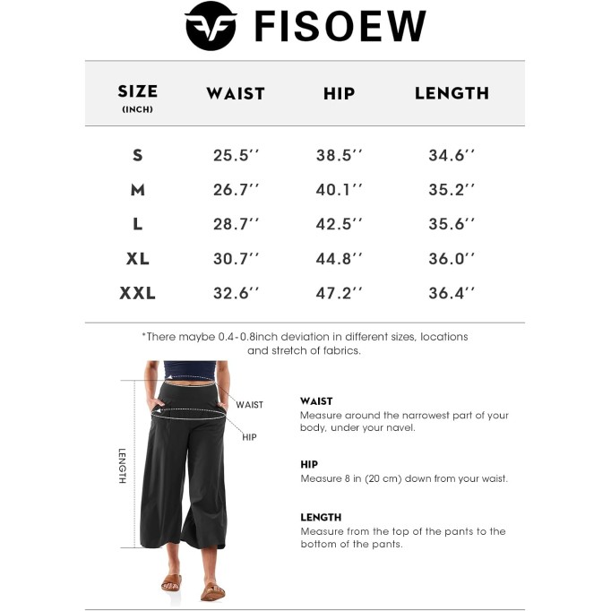 Women's Summer High Waisted Capri Pants Casual Wide Leg Yoga Pants Loose Soft Cropped Culottes Gaucho Pants