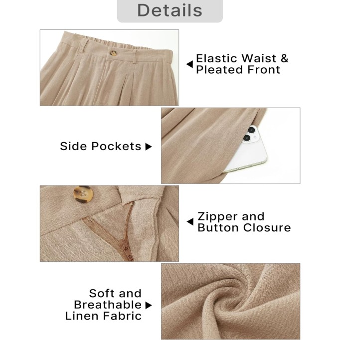 Wide Leg Capri Pants for Women High Waisted Linen Flowy Pleated Capris Cropped Trousers Pants Dressy Casual