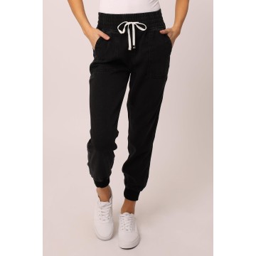 Women's Jacey Super High Rise Cropped Jogger Pants Size XL Black