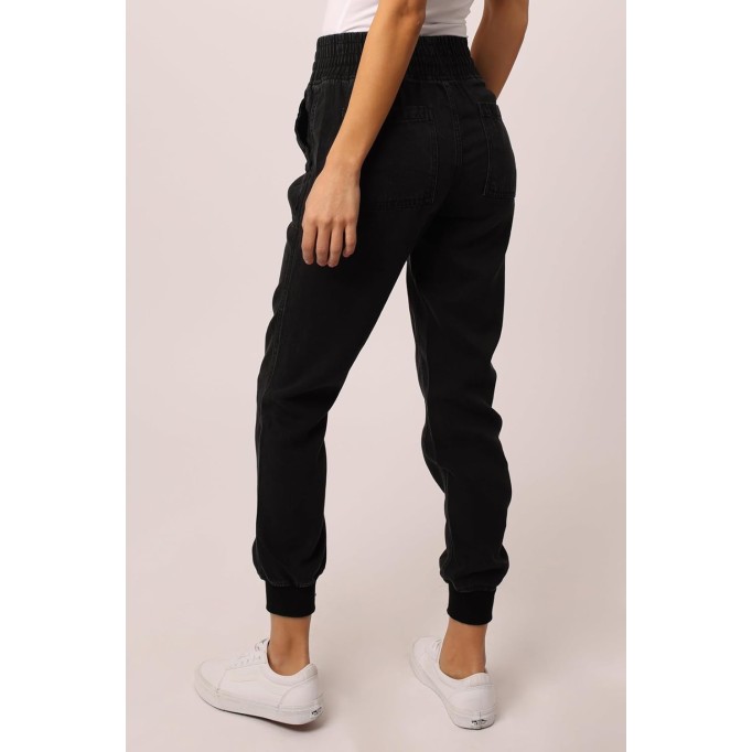 Women's Jacey Super High Rise Cropped Jogger Pants Size XL Black