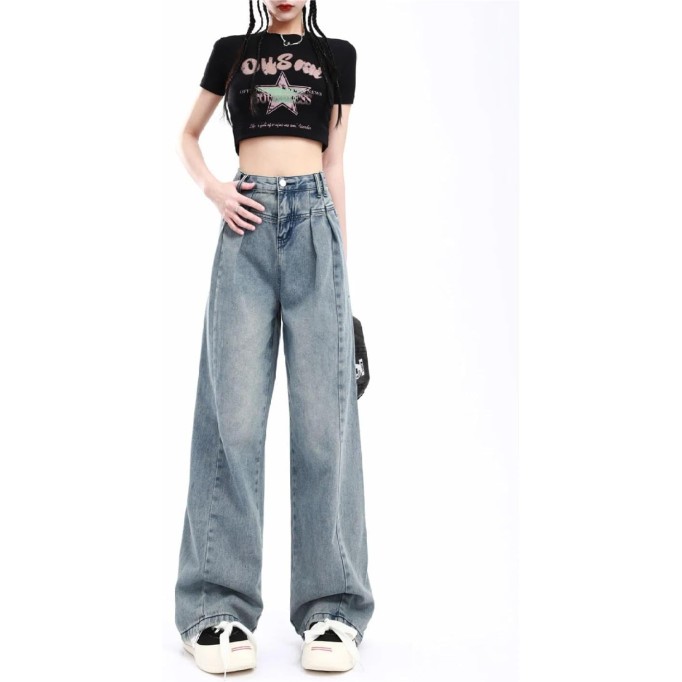 Solid Baggy Women Autumn Waist Wide Leg Pants Woman Fashion Clothes Straight Trousers