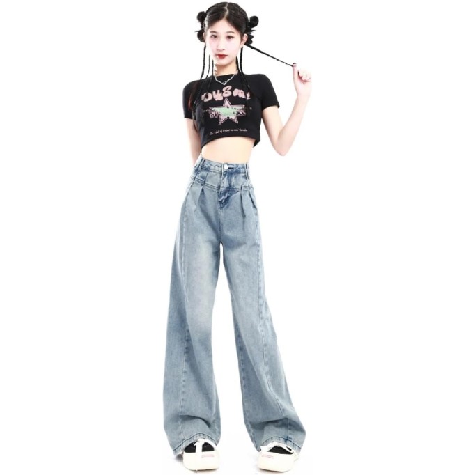 Solid Baggy Women Autumn Waist Wide Leg Pants Woman Fashion Clothes Straight Trousers