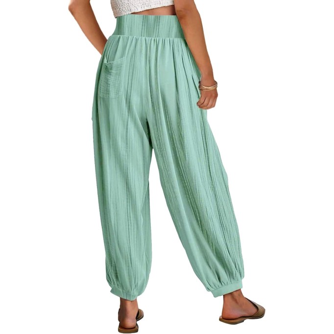 Plus Size Linen Pants for Women Womens High Waist Wide Leg Pants Casual Palazzo Pants Beach Trendy Pants