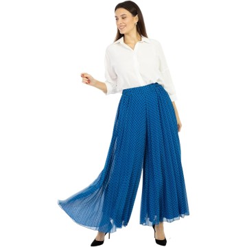 G-Line Guzella Palazzo Pants for Women - Long, High Waist, Wide Leg Pants, Regular, Chiffon Skirt Model,Black Polka Dot Pants