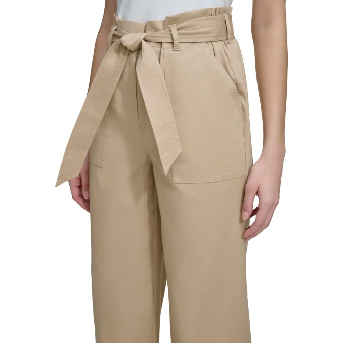 Women's Woven Cropped Wide Leg Pant with Belt