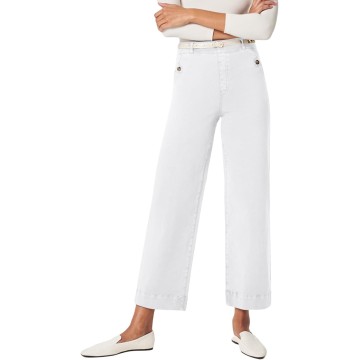 Women Stretch Twill Cropped Wide Leg Pant Comfy Casual Capri Pants High Waisted Straight Leg Chino Pants Ankle Jeans