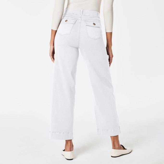 Women Stretch Twill Cropped Wide Leg Pant Comfy Casual Capri Pants High Waisted Straight Leg Chino Pants Ankle Jeans