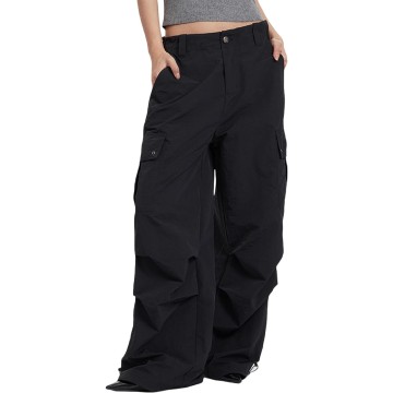 Women's Solid Color Multi-Pocket Cargo Pants High Waist Y2K Loose Pants Casual Travel Baggy Trousers