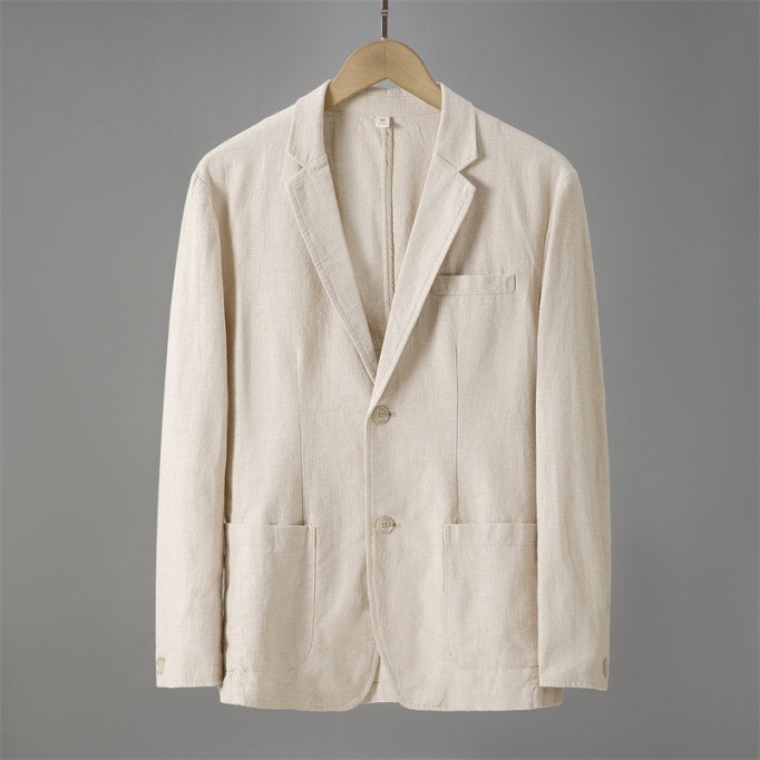 Retro Casual Ramie Suit Jacket