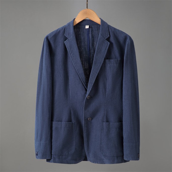 Retro Casual Ramie Suit Jacket