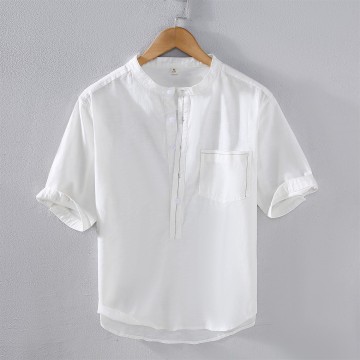 Men's Vintage Stand Collar Vanicol Shirt - Mid Sleeve