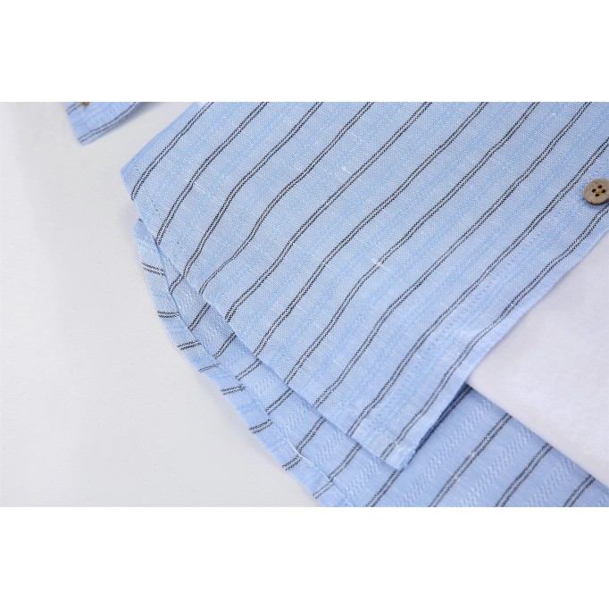 Men's Striped Stand Collar Cotton Vanicol Shirt