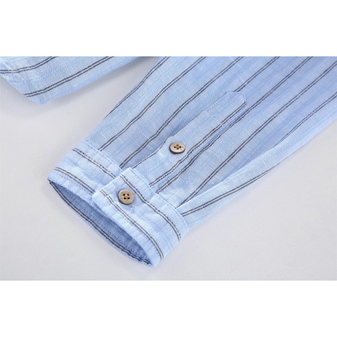 Men's Striped Stand Collar Cotton Vanicol Shirt