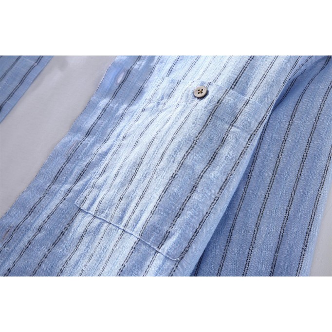 Men's Striped Stand Collar Cotton Vanicol Shirt