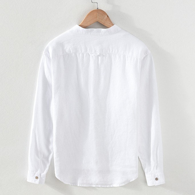 Stand Collar Pure Vanicol Long Sleeve Shirt