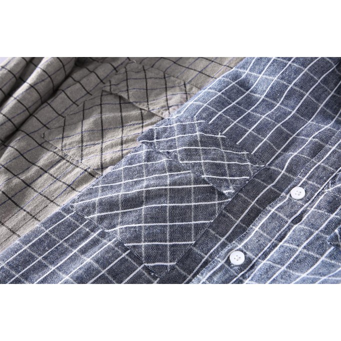 Men's Plaid Square Collar Shirt - Casual Workwear