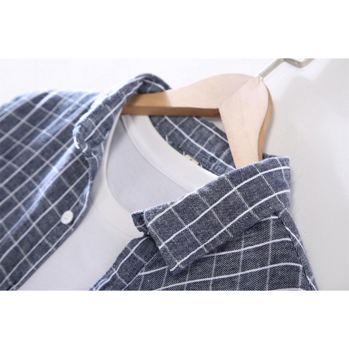 Men's Plaid Square Collar Shirt - Casual Workwear