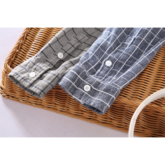 Men's Plaid Square Collar Shirt - Casual Workwear