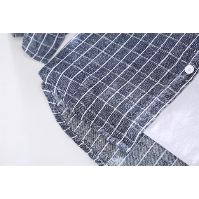 Men's Plaid Square Collar Shirt - Casual Workwear