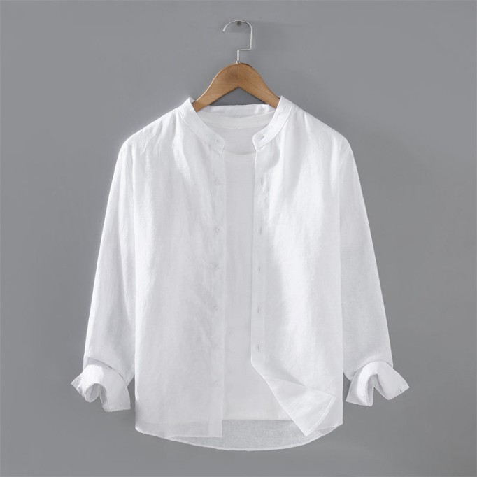 Stand Collar Pure Vanicol Long Sleeve Shirt