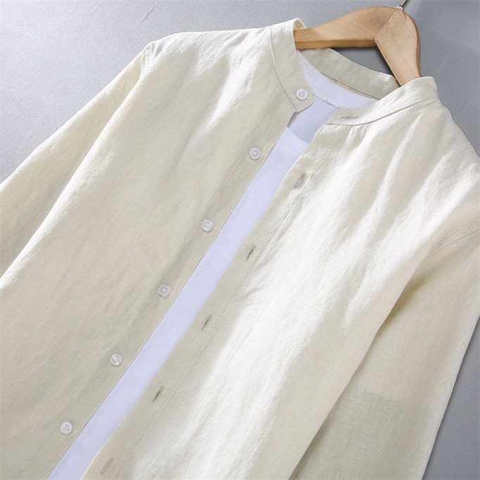 Stand Collar Pure Vanicol Long Sleeve Shirt