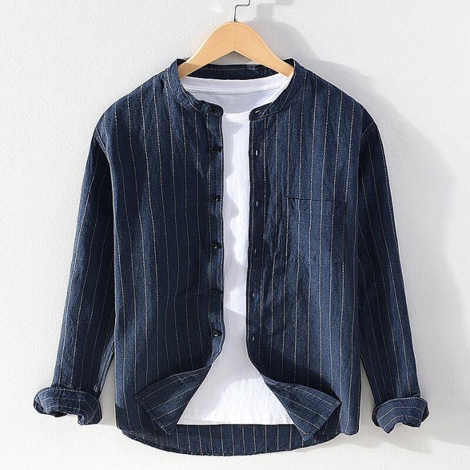 Men's Striped Vanicol Long Sleeve Shirt