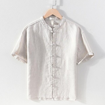 Vintage Vanicol Button-up Shirt - Stand Collar, Casual, 3/4 Sleeve