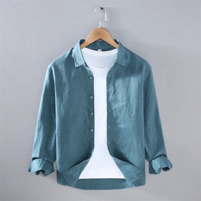 Solid Color Pure Vanicol Casual Long Sleeve Shirt