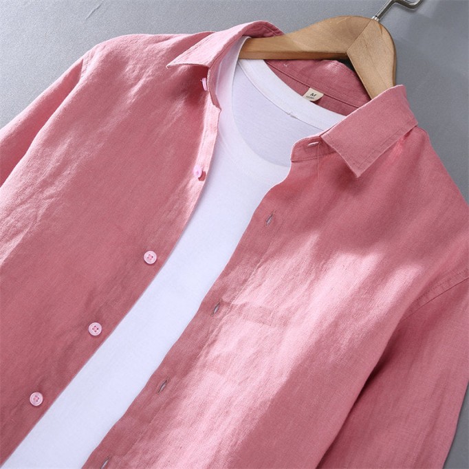 Solid Color Pure Vanicol Casual Long Sleeve Shirt